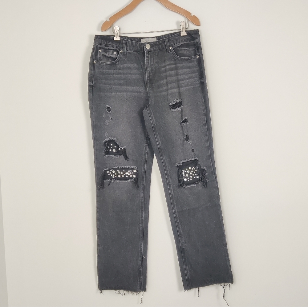 Banjara Women's Distressed Black Straight-Leg Jeans, Size 29 NEW